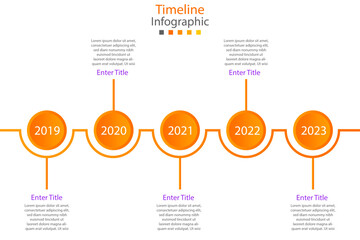 Timeline infographic template concept. 5 options, steps in the circle. Design for presentations, diagrams, and flowcharts.  