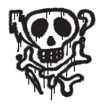 Spray Painted Graffiti skull Sprayed isolated with a white background. Vector illustration.