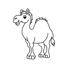 Funny camel cartoon characters vector illustration. For kids coloring book.