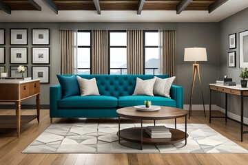 modern living room with fireplace