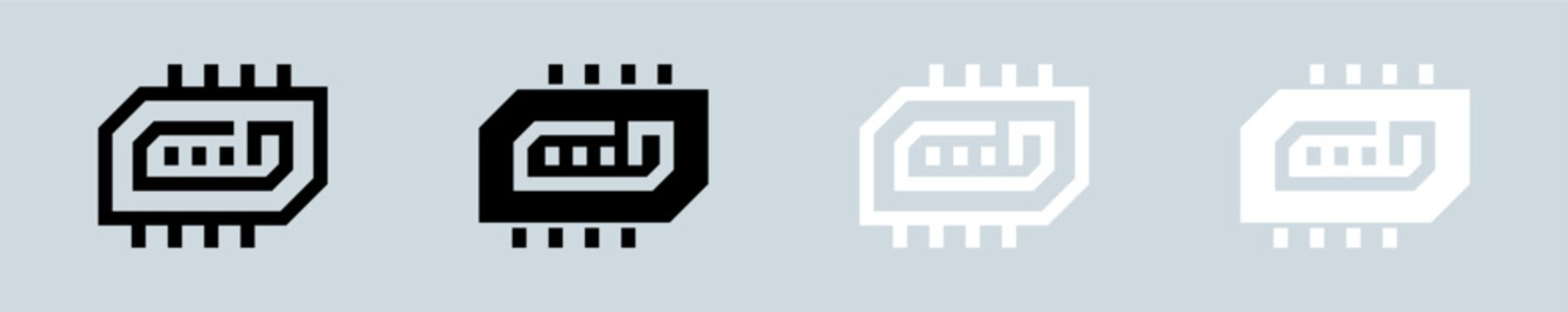 Ram icon set in black and white. Random access memory signs vector illustration.