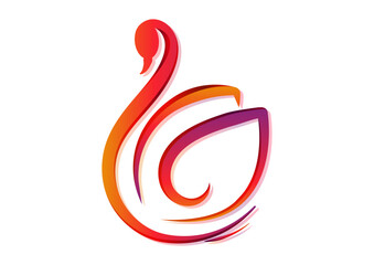 Fototapeta premium Colorful Swan Logo Flat Vector on White Background