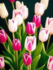beautiful tulips flowers in the garden