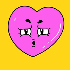 heart cartoon character on yellow background