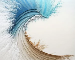 Abwaschbare Fototapete Weiß Abstract watercolor big wave for textures. Fresh, cheerful and relaxing summer concept. Positive and healthy tones to background or wallpaper. Generative Ai