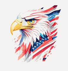 american bald eagle with flag