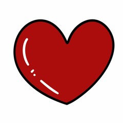 red heart cartoon on white background