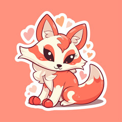 Vector illustration kawaii cartoon little cute fox character kitsune. Design for baby t-shirt, fashion print, cards, design element for children's clothes etc.