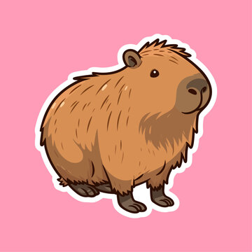 Cute cartoon capybara kawaii vector illustration. Isolated animal vector. Flat cartoon style isolated sticker.