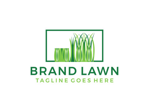 Grass logo design icon for lawn mower services