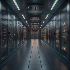 Server room. IT technologies. AI generative.