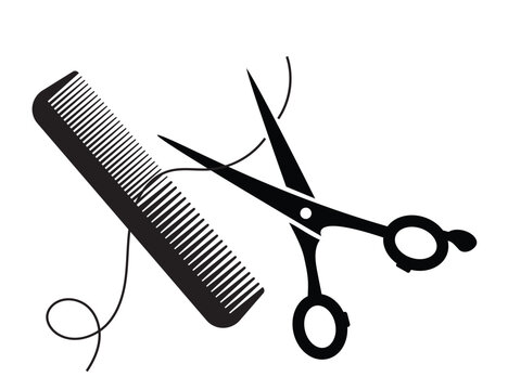 Hairdresser flat icon (hair, scissors) isolated on white background. Beauty, fashion and style.