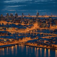 Naklejka premium city at night AI Generative