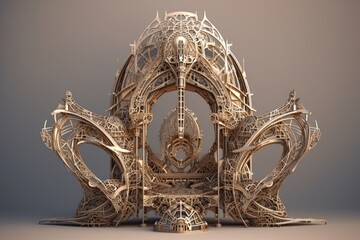 3d structure with intricate geometric forms and design, resembling a beautiful piece of jewelry, created with generative ai