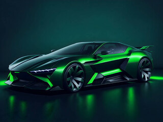 Obraz na płótnie Canvas Innovative green car concept. Futuristic smart car technology. Generate Ai
