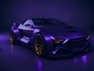 Obraz na płótnie Canvas Purple neon innovative car. Futuristic smart car technology. Generate Ai