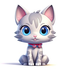 Portrait of Chartreux cat cartoon animal. Cute style character avatar. Generative AI