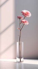 Gerbera flower in elegant vase. Minimalism design with beautiful flower. Generative AI