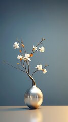 Jasmine flower in elegant vase. Minimalism design with beautiful flower. Generative AI