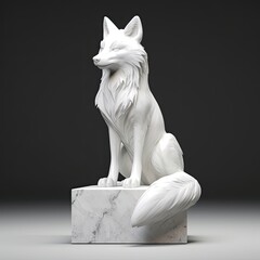 Portrait of Red fo animal in marble sculpture style. Ancient statue of animal. Generative AI