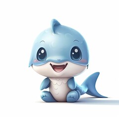 Portrait of Shark cartoon animal. Cute style character avatar. Generative AI