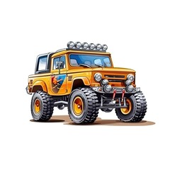 Off-Road car isolated on white background. Colorful vehicle transport. Generative AI