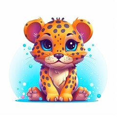 Leopard cute character illustration. Generative AI