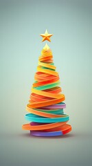 Christmas tree made from ribbon. Minimalistic design concept. Generative AI