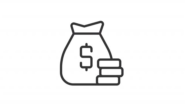 Animated money capital linear icon. Company finance. Government grant. Business investment. Looped HD video with alpha channel transparency. Thin line motion graphics. Contour symbol animation