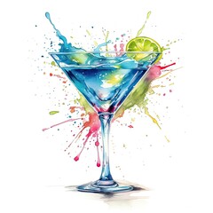 Splash martini cocktail with lime. Generative AI