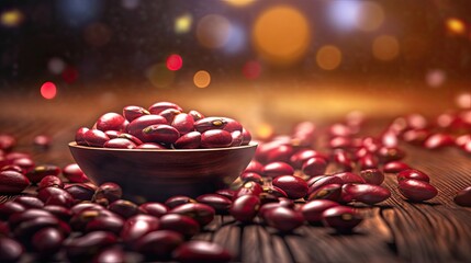 Adzuki Bean fresh organic vegetable on rustic wooden background. Generative AI
