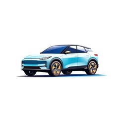 Plakat Electric SUV car isolated on white background. Colorful vehicle transport. Generative AI