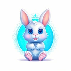 Rabbit cute character illustration. Generative AI