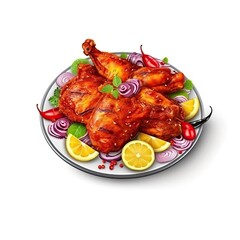 Tandoori Chicken dish isolated on white background. Generative AI