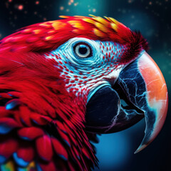 Bird red and yellow macaw with Ai Generated