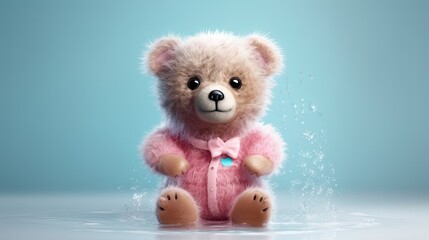 Toy bear dressed in diaper. New family concept. Generative AI