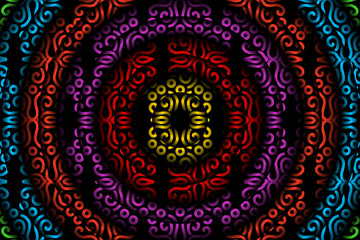 Limited edition luxurious design colourful rainbow flowers line art pattern of indonesian culture traditional  batik ethnic dayak for background wallpaper textile or fashion