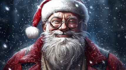 Happy Santa Claus background with copy space. Generative AI