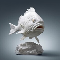 Portrait of Cod fish animal in marble sculpture style. Ancient statue of animal. Generative AI