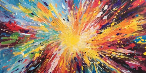 Obraz premium AI Generated. AI Generative. Vintage colors retro splash boom ink paint draw on canvas. Vibrant color sunburst. Graphic Art