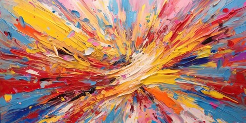 Obraz premium AI Generated. AI Generative. Vintage colors retro splash boom ink paint draw on canvas. Vibrant color sunburst. Graphic Art