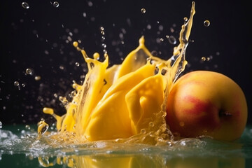 Naklejka na ściany i meble Juicy mango and splashes of juice
