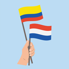 Flags of Colombia and the Netherlands, Hand Holding flags