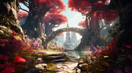 Fototapeta na wymiar Fantasy natural environment 3D rendering