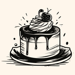 Cake vector for logo, drawing elegant modern style Illustration