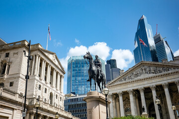 London- Bank of England in the City of London skyline- 