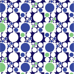 Circular polka dot pattern in squares for textile fabric print