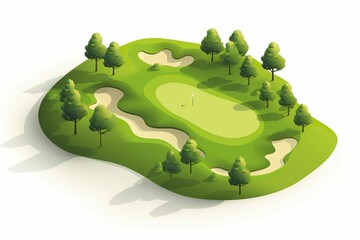 The illustration of Golf course, AI contents by Midjourney - obrazy, fototapety, plakaty