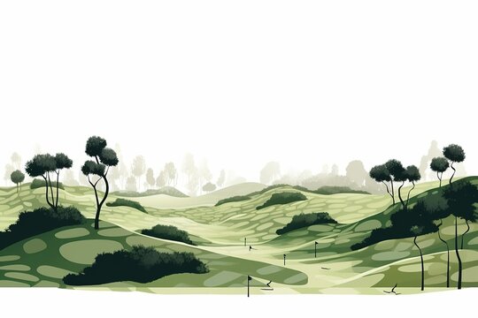 The illustration of Golf course, AI contents by Midjourney
