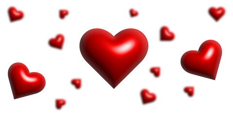 Metallic Red 3D Heart Shapes